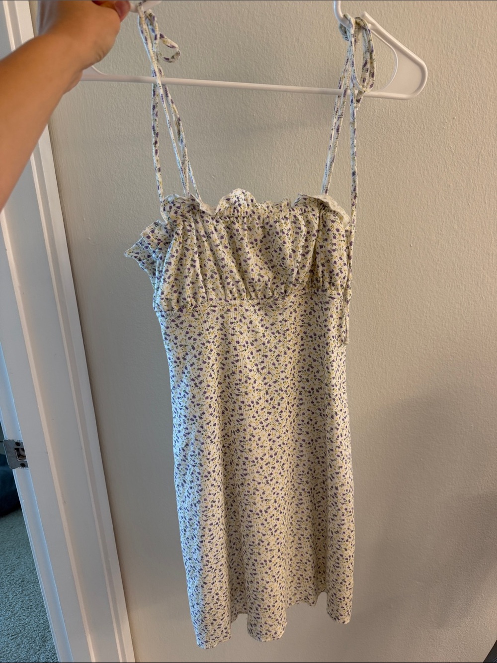 Tilly's Cream Mini Dress with Purple Floral Print